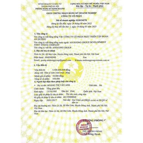 Thông tin pháp lý của công ty